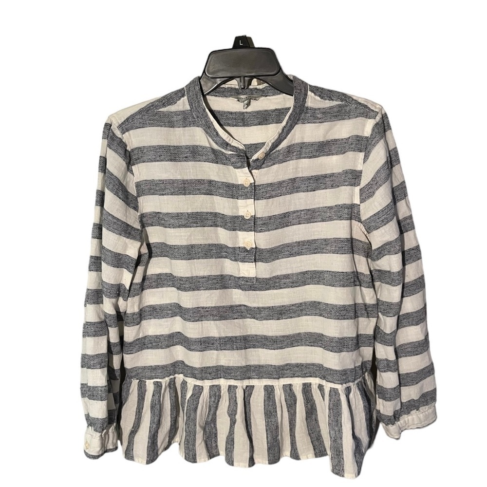 Lucky Brand Peplum Ruffle Striped Blouse